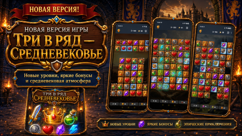 Новая версия Три в ряд - Средневековье