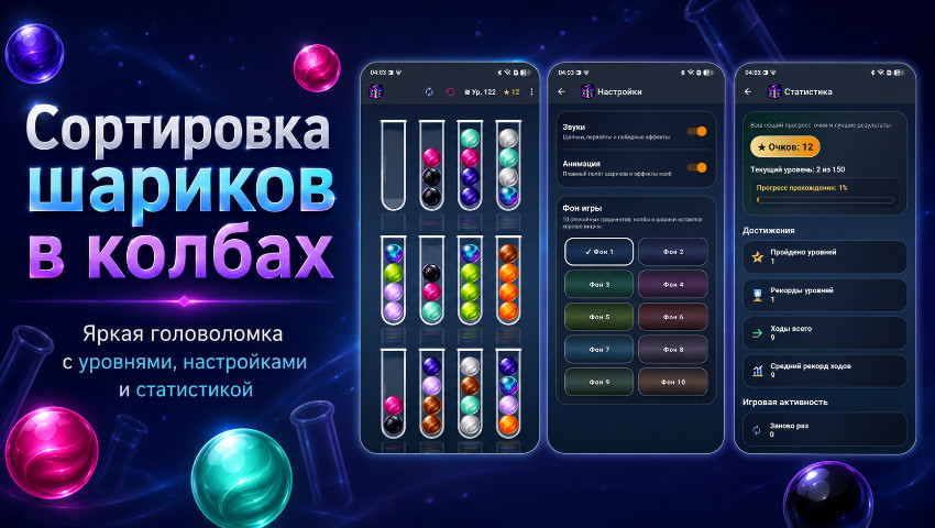 Сортировка шариков в колбах