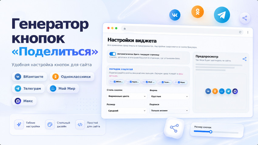 Генератор кнопок «Поделиться» для сайта